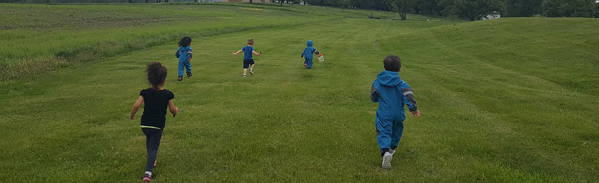 Kids running outside